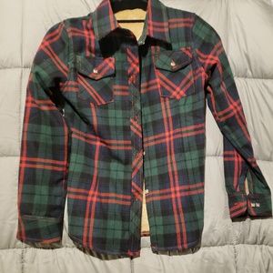 Red and green  plaid lined flannel